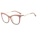 Occhiali cat-eye TR90 in rosa trasparente e tartaruga con stanghette dorate ondulate - Patchwork Tartarugato Khaki (C5)