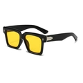 Retro square oversized sunglasses with black frame and vibrant yellow lenses for men and women - Black Frame Yellow Lens (C8)