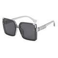 Lunettes de soleil carrées gris translucide avec logo B doré et branches texturées - B03 Z-2 / Gris fumé