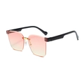 Kids rimless sunglasses with pink gradient lenses and black textured temples - Black Temples Gradient Pink Lenses