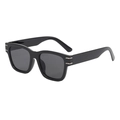 Klassische quadratische Sonnenbrille in glänzendem Schwarz mit dunkelgrauen Gläsern - Schwarzer Rahmen Schwarz Graue Gläser