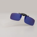 Polarized blue mirror clip-on sunglasses with flip-up metal clip and protective storage case - Blue Mirror (Square Style)