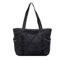 Borsa tote trapuntata nera a rombi di grande capacità con spalline rinforzate - Nero