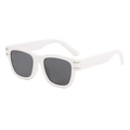 Fashionable oversized white sunglasses with dark grey lenses and silver metal accents - Solid White Grey Lens