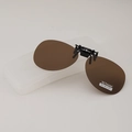 Brown clip-on polarized sunglasses with TAC lenses and translucent storage case - Tea Polarized (Round Style)