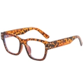 Klassische quadratische Brille in Schildpatt-Optik mit Blaulichtfilter und Silber-Scharnier - Schildpatt