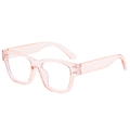 Übergroße quadratische Brillenfassung in Transparent-Rosa mit silbernen Scharnieren - Transparentes Rosa