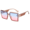Occhiali da sole quadrati con montatura champagne trasparente e lenti sfumate - Taglia Standard (B03 Z-2) / Tè Champagne Sfumato Blu Rosa