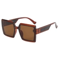 Occhiali da sole quadrati retrò in marrone ambra con montatura spessa e lenti colorate - Taglia Standard (B03 Z-2) / Marrone