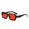 Retro thick black rectangle sunglasses with vibrant red lenses for a bold street style look - Black Frame Red Lens