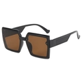 Retro square oversized sunglasses with thick black frames and dark brown lenses for men and women - Standard Size (B03 Z-2) / Glossy Black / Tea Lenses