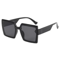 Retro oversized square sunglasses with black glossy frames and dark gray lenses - Standard Size (B03 Z-2) / Glossy Black Grey Lens