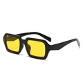 Lunettes de soleil rétro carrées avec monture noire et verres jaunes transparents - Monture Noire Verres Jaunes