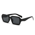 Lunettes de soleil rétro noires à monture carrée avec branches épaisses et verres foncés - Monture Noire Verres Noir Gris