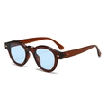 Lunettes de soleil rondes rétro avec monture écaille et verres bleu clair, vue 45 degrés - Monture Orange Thé Verres Bleus