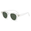 Retro round sunglasses with transparent frame and dark green lenses and metal rivets - Transparent Frame G15 Lens