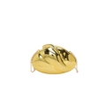 Detail of a luxury gold fluid-shaped evening bag with a polished mirror finish and chain - Gold