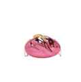 Close-up of pink mirror acrylic evening bag with gold handle and chain strap - Pink
