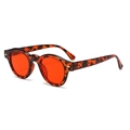 Retro round tortoise shell sunglasses with vibrant orange lenses and metal rivets - Tortoiseshell Frame Red Lens
