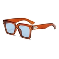 Retro square sunglasses with amber frames and light blue lenses for high-fashion style - Orange Frame Blue Lens (C4)