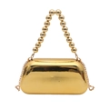 Elegant gold acrylic electroplated evening box bag with beaded handle and chain strap - Gold