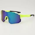 Occhiali da ciclismo verde neon con lenti grandi specchiate sfumate blu-viola - Montatura Verde Specchiata Verde