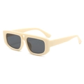 Gafas de sol retro de ojo de gato con montura gruesa blanco crema y lentes grises - Marco Crema Lente Gris Negro (C9)