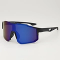 Outdoor sports cycling sunglasses with blue purple gradient lenses and matte black frame - Matte Black Frame Blue Mirrored Lens