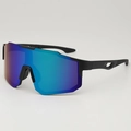 Outdoor sports cycling sunglasses with blue purple polarized lens and black frame - Matte Black Frame / Green Mirror Lens