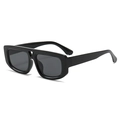 Chic black oversized square sunglasses with thick frames for a retro fashion look - Black Frame Black Gray Lens (C1)