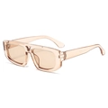 Chic cat eye sunglasses with transparent brown frame and V-shaped metallic detail - Transparent Tea Frame Tea Lens (C2)