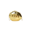 Detail of gold evening clutch bag with metallic wavy texture and slim chain strap - Gold Wave Texture Style
