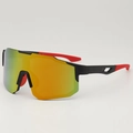 Outdoor cycling sports sunglasses with matte black frame and orange gradient mirror lens - Matte Black Frame Red Mirrored Lens
