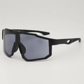 Matte black oversized cycling sunglasses with dark grey wide-lens and anti-slip temples - Matte Black Frame / Photochromic Grey Lens