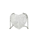 Transparent heart-shaped acrylic evening bag with ice texture and silver chain strap - Standard Chain Style / Clear
