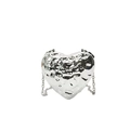 Silver heart shaped acrylic evening bag with hammer texture and metallic chain strap - Standard Chain Style / Silver