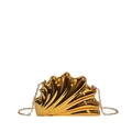 Chic gold shell-shaped crossbody bag with mirror metallic finish and chain strap - Gold