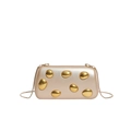 Elegante champagnerfarbene Hartschalen-Abendtasche mit metallischen Kieselverzierungen - Champagner