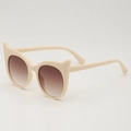 Lunettes de soleil chat beige pour enfants avec protection UV et verres dégradés marron - Monture Beige Verres Double Thé