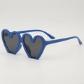 Fashionable heart-shaped kids sunglasses with royal blue frames and dark gray lenses - Blue Frame Grey Lens