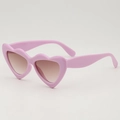 Niedliche rosa Herz-Sonnenbrille für Kinder mit braunen Verlaufsgläsern und UV-Schutz - Violetter Rahmen
