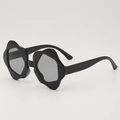 Lunettes de soleil noires en forme de fleur pour filles avec protection UV tendance - Monture Noire Verres Gris