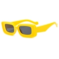 Modern rectangular sunglasses in bright lemon yellow with thick frames and black lenses - B04Y-3 / Yellow Frame Grey Lens