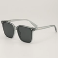 Classic grey square frame sunglasses with UV protection lenses and metal rivets - D04 Z-2 / Translucent Grey Frame Grey Lens