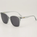 Chic oversized square sunglasses with transparent grey frames and colorful temple details - One Size / Translucent Grey Frame Grey Lens
