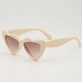 Lunettes de soleil cœur pour enfants en beige crème avec verres dégradés marron - Monture Beige