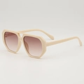 Fashionable oversized cream beige pilot sunglasses for kids with brown gradient lenses - Gradient Tea Lens / Beige