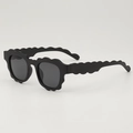 Retro wave-shaped kids sunglasses in matte black finish with dark lenses - Black Frame
