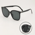 Faltbare schwarze Oversize-Sonnenbrille für Damen und Herren mit UV-Schutz-Gläsern - Schwarzer Rahmen Graue Gläser