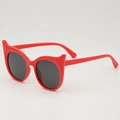 Ronde cat eye zonnebril voor kinderen met rood montuur en donkere glazen - Rood Frame Grijze Lenzen